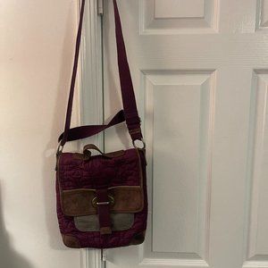 Fossil Key-Per Purple Quilted Leather Crossbody Bag Purse